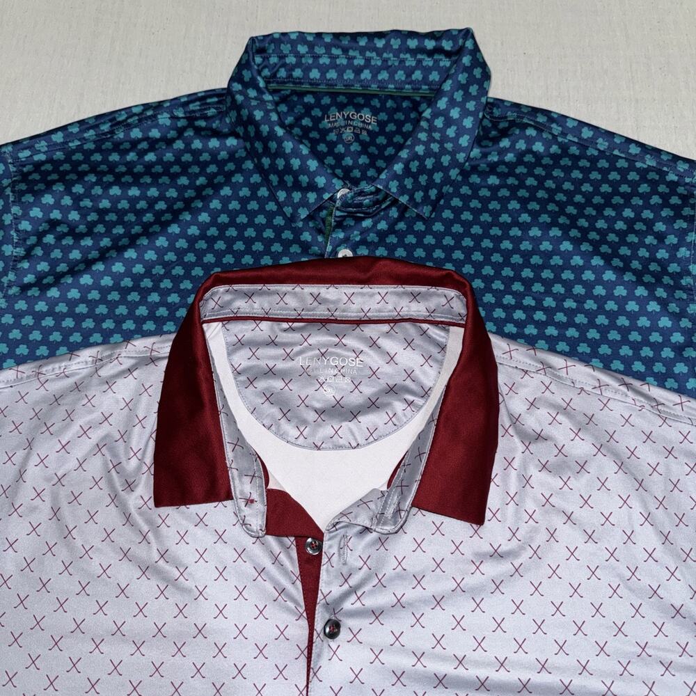 Lenygose Men's 3XL Button Up Golf Polo Short Sleeve Casual Shirt (Lot Of 2) EUC